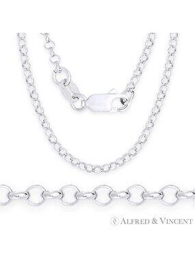 2.6mm Open Rolo Circle Cable Italian Chain Necklace in .925 Sterling Silver 24"